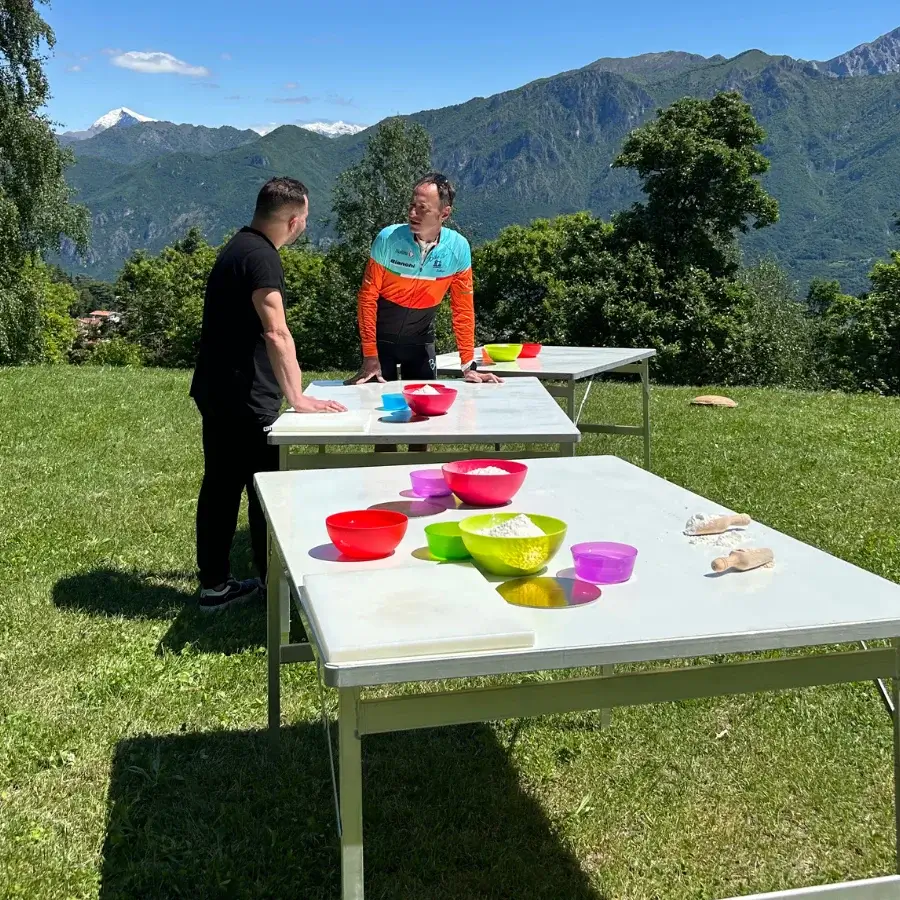 Francesco-Bologna-and-BikeIt-Bellagio-at-the-set-up-outdoor-bellagio-lake-como